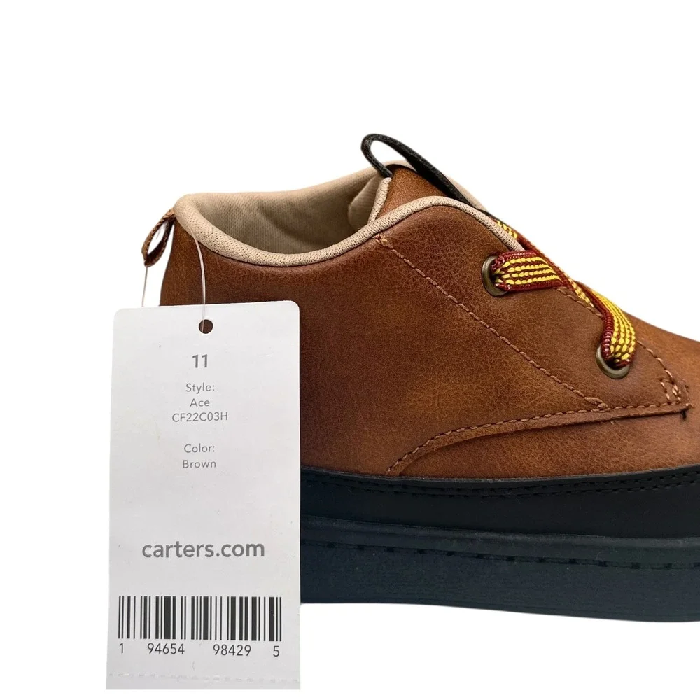 Carters Little Boys Sporty Ankle Bootie Size 11 Brown Black Slip-on Style‎